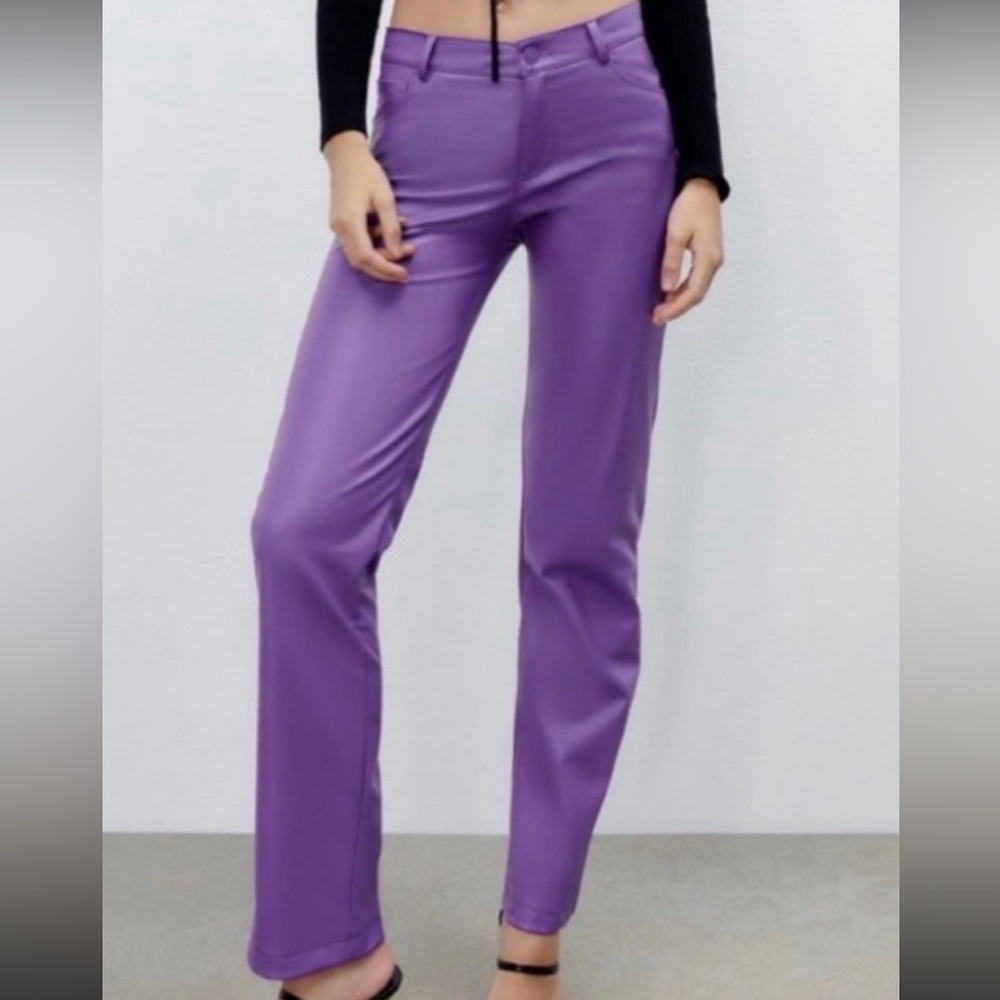 Zara Faux Leather Purple Pants. Like New/Never worn! Size XS.